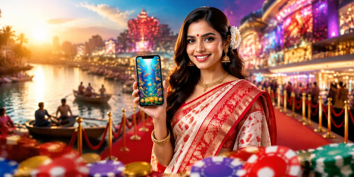 বরিশালে একজন বাংলাদেশি নারী মোবাইলে প্রোমোশন অফার দেখছেন