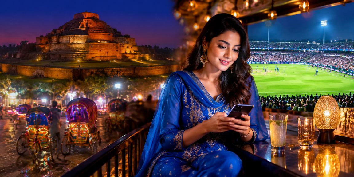 A Bangladeshi woman in a salwar kameez in Dhaka enjoying cricket betting
